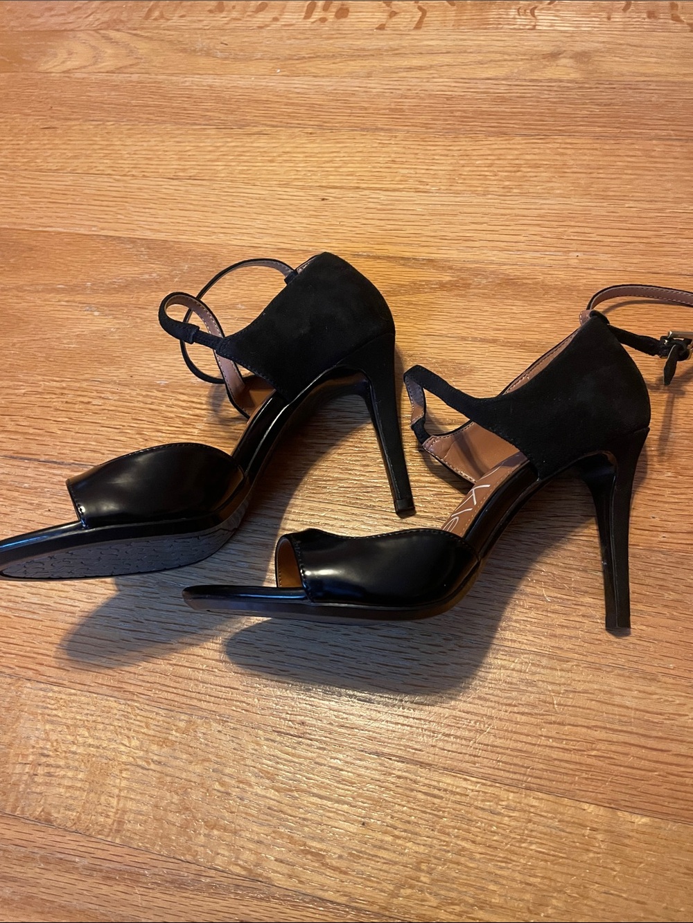 Calvin Klein Black Open-Toe Ankle-Strap Heels - Picture 4 of 5